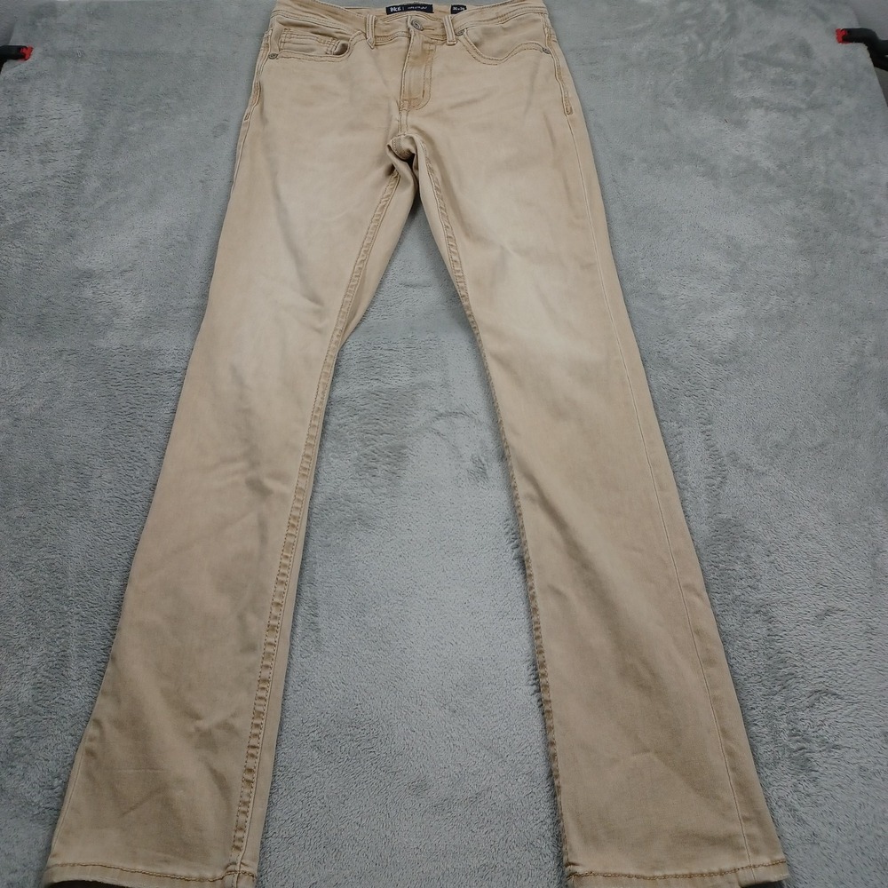 BKE Jeans Mens 30x36 Brown Denim Straight Jake Distressed Pockets Casual